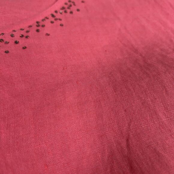 Eileen Fisher Linen Button Up Tunic Shirt Women's Sz 1X Coral Sequin MSRP $208 - Picture 16 of 16